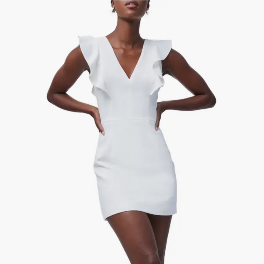 FRENCH CONNECTION Whisper Ruffled V-Neck Mini Dress